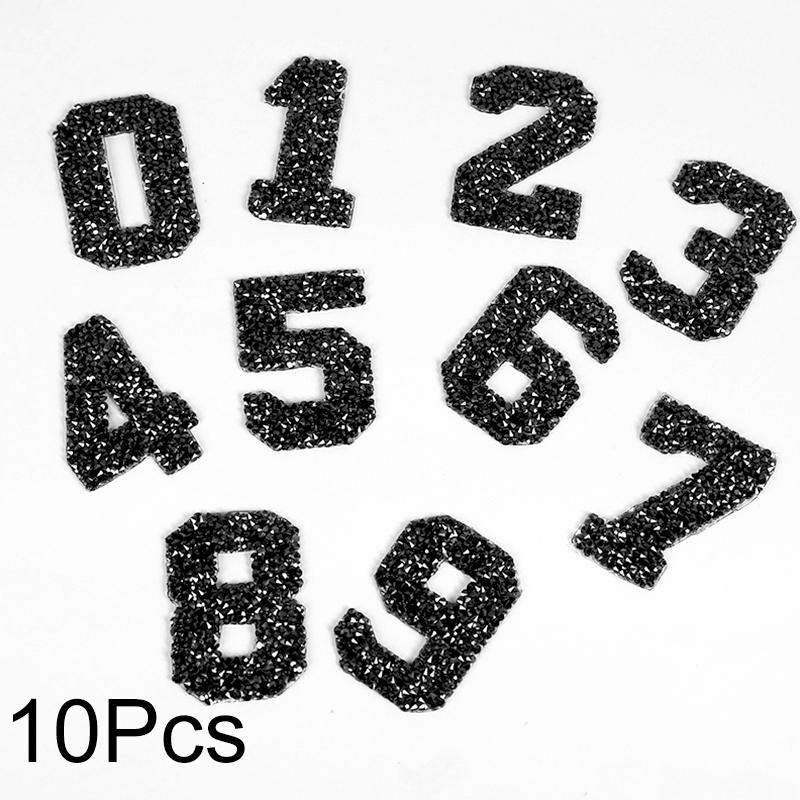 10 шт./компл. модные нашивки со стразами 0-9 цифры одежда значки наклейка аппликация