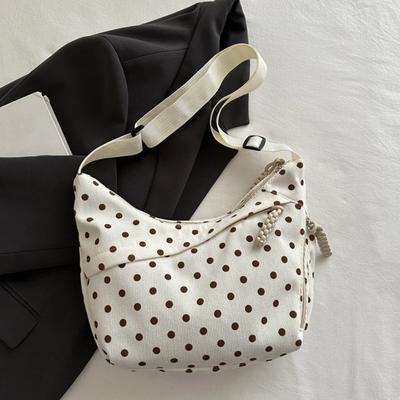 Корейская сумка-хобо в горошек Crossbody Повседневная сумка на молнии через плечо Стильная Универсальная Многокарманная Сумка для ежедневной поездки