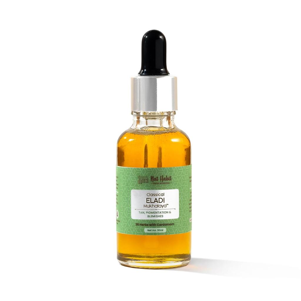 Nat Habit Eladi Масло для лица Элади Аюрведическое Мукхалая Для сияющей кожи и ровного тона Натуральная смесь трав Для ежедневного ухода за сиянием 30 мл