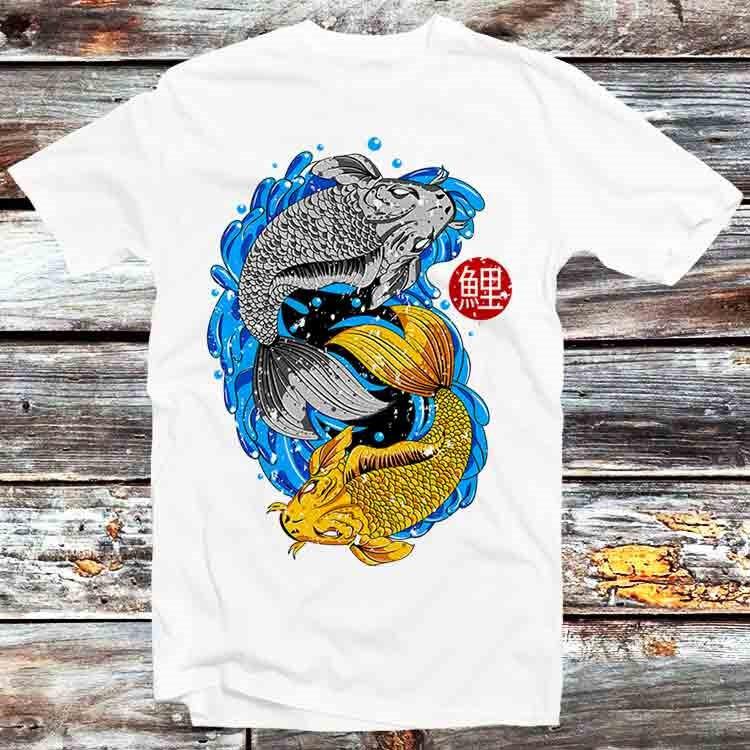 Unisextahan Ikan Koi Fish Japan Yin Yang T Shirt B825