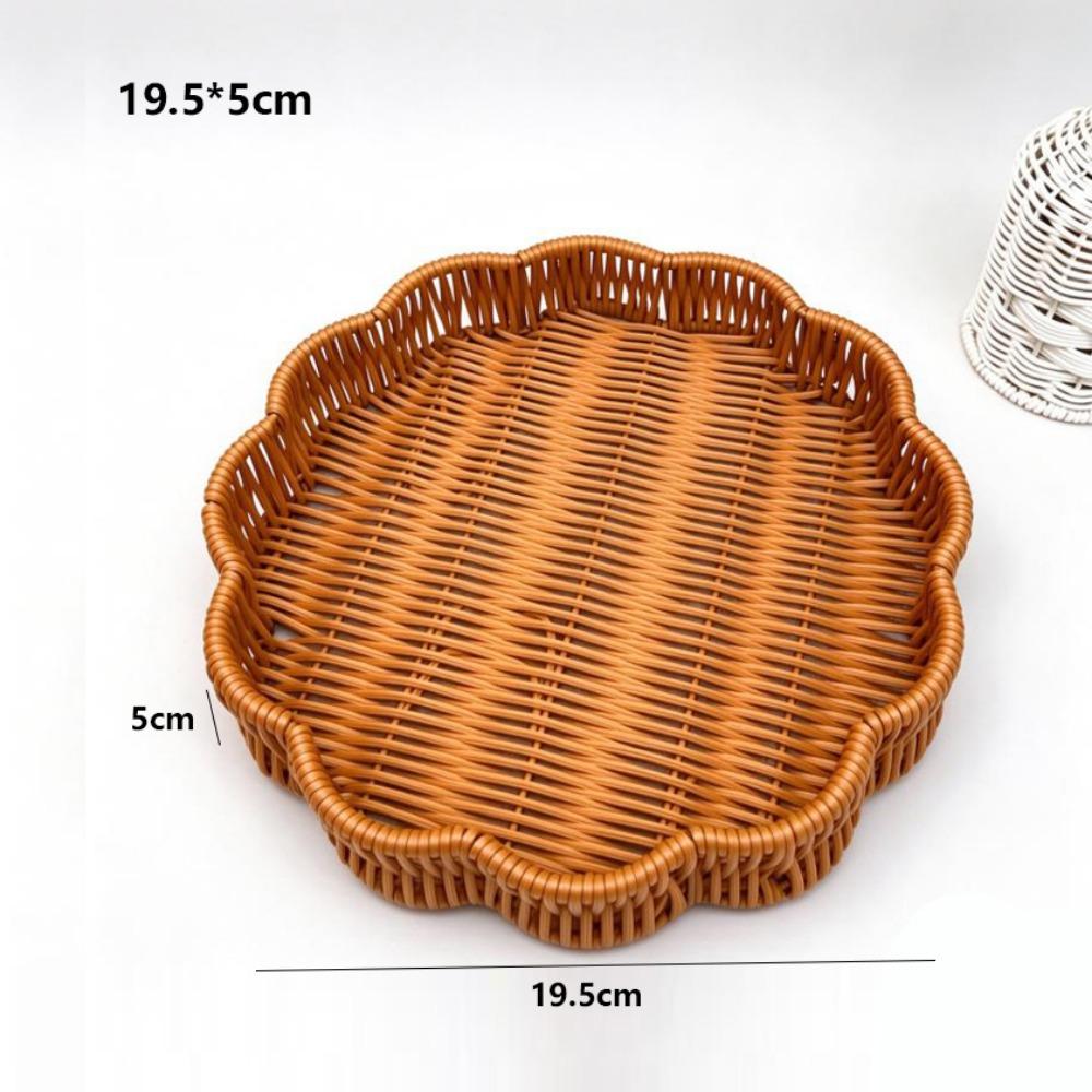 Handwoven Bread Fruit Vegetables Basket Hardness Rattan Basket Restaurant Serving Tabletop Display