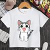 Cute Cat Printed Kids T Shirt Girls Boys Cartoon T-Shirt Summer Casual Short Sleeve T-Shirt Comfortable Funny Children Clothes