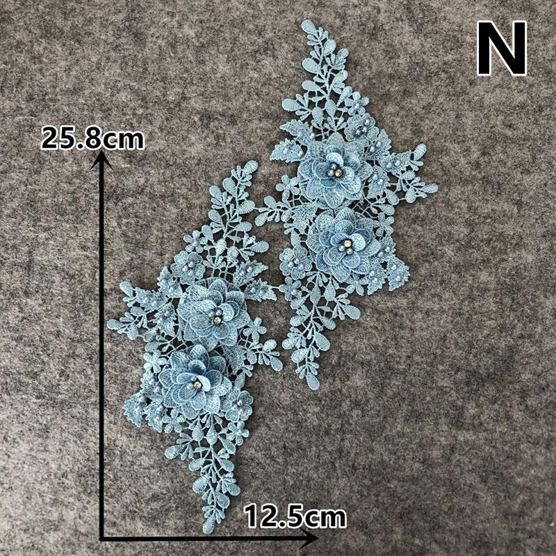 1 Pair Wedding Bridal Sew On Hollow Flower Lace Trim DIY Patches Embroidery Applique 3D