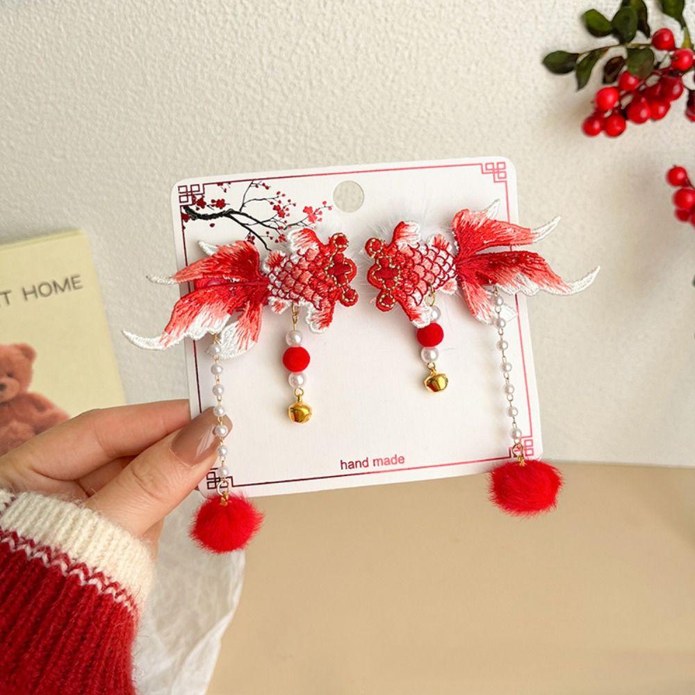 2 шт. новогодний головной убор детский бант шпилька для волос китайский стиль парик коса шпилька ханьфу боковой зажим для девочек