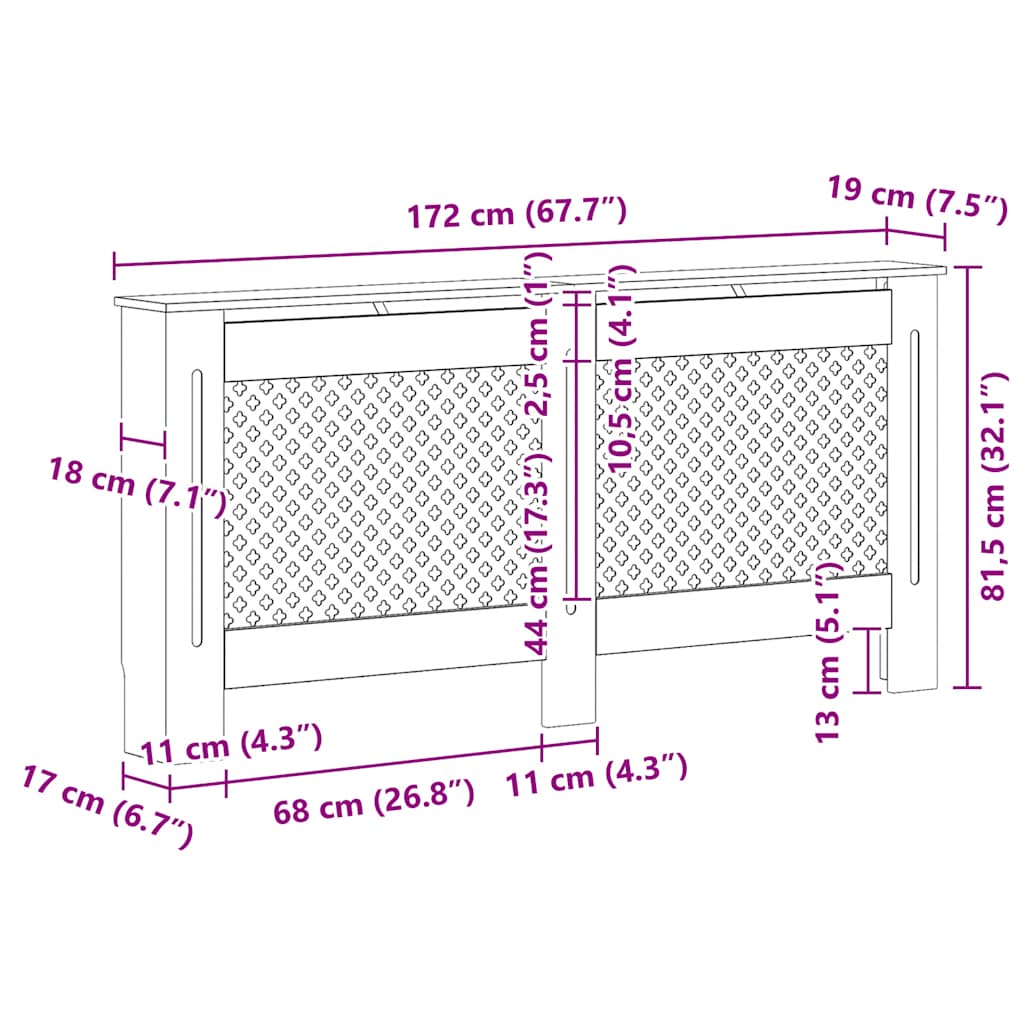Radiator Covers 2 pcs White 172 * 19 * 81.5 cm MDF
