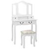 VidaXL Vanity Set with Stool White 80x69x141cm Paulownia