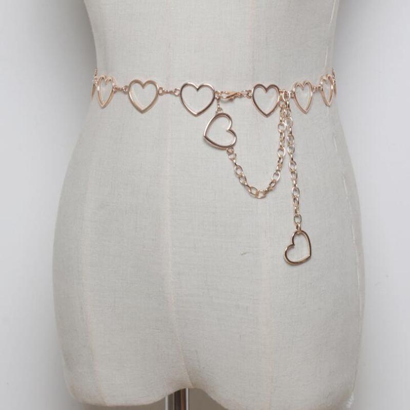 Gold Metal Belt Fashion Women's Silver Waist Chain Women's Heart Chain Belt Dress Accessories