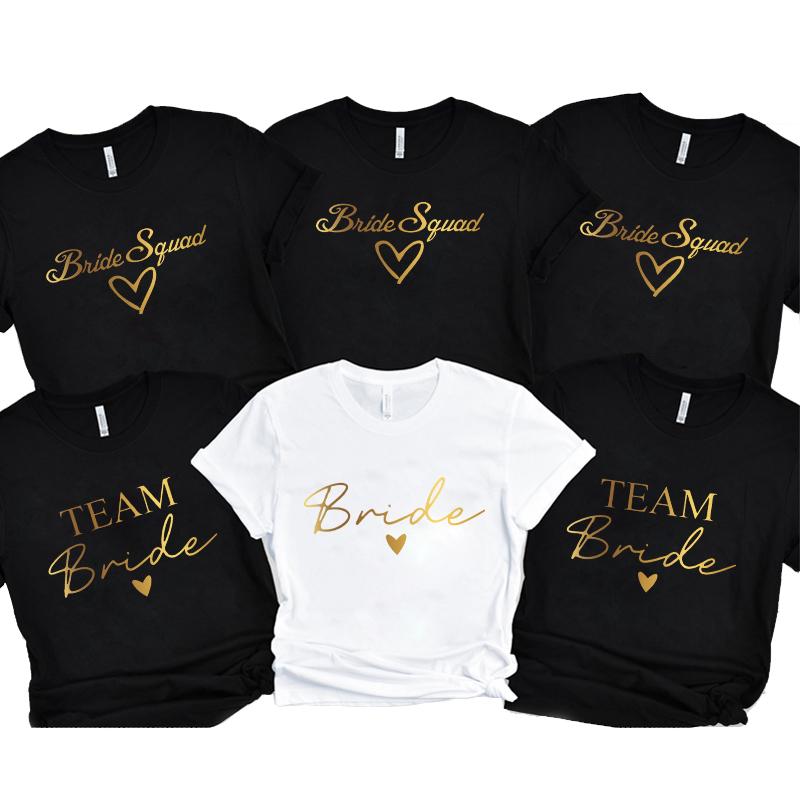 Bridal Shower Shirt for Women, Team Bride Squad Bachelorette Party Tops, Bridesmaid T-shirt, Wedding Fashion Clothes for Girls