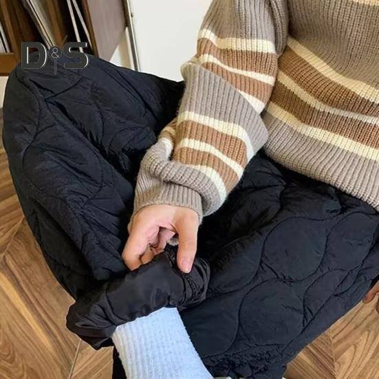 Мужские зимние брюки, утолщенные стеганые брюки с подкладкой из овечьей шерсти и флиса, ветрозащитные брюки прямого кроя с застежкой-шнурком для повседневной носки на открытом воздухе