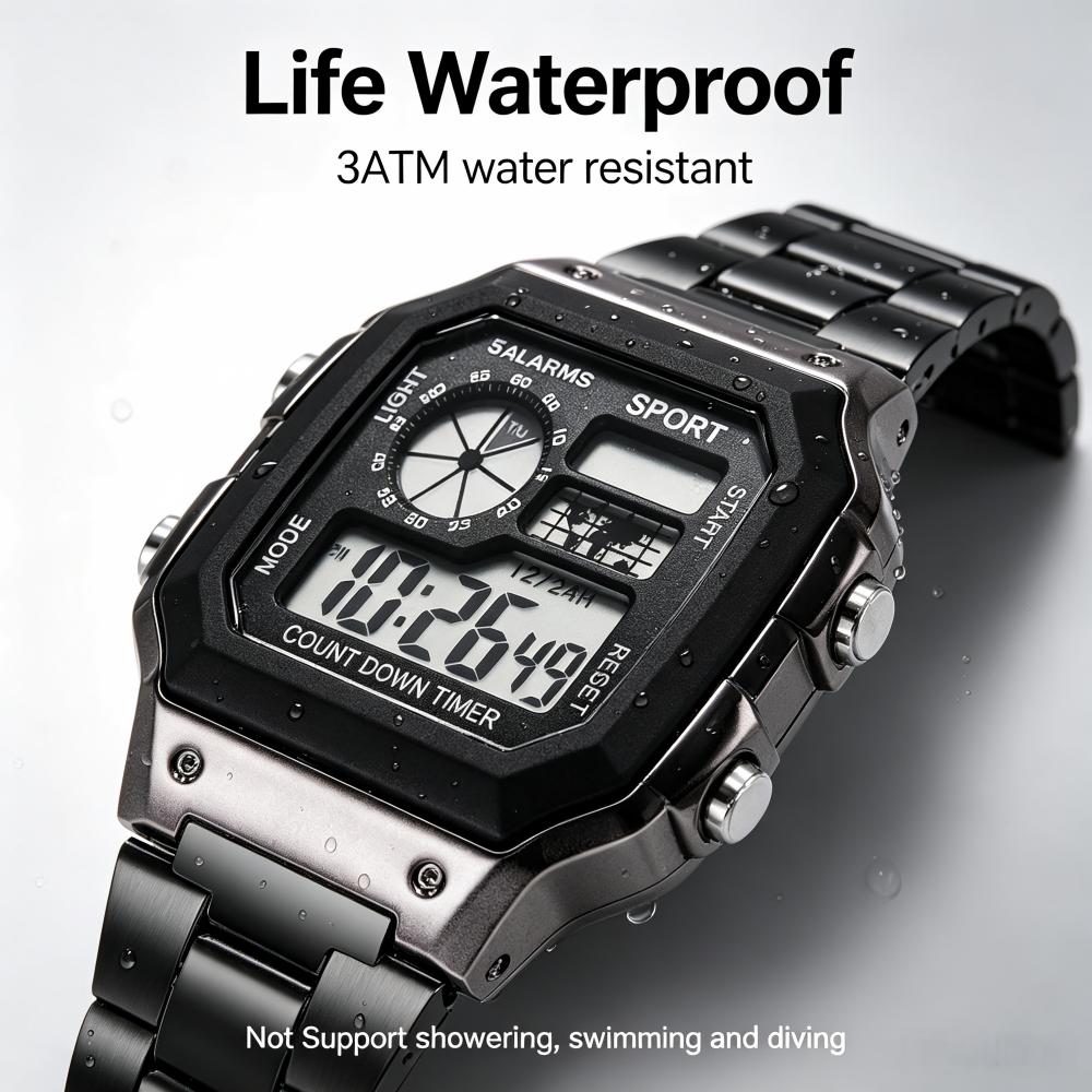 YIKAZE Sports Watches for men LED Digital Men's Wrist Watches Countdown Alarm Clock Sweatproof Male Sport Electronic Watches