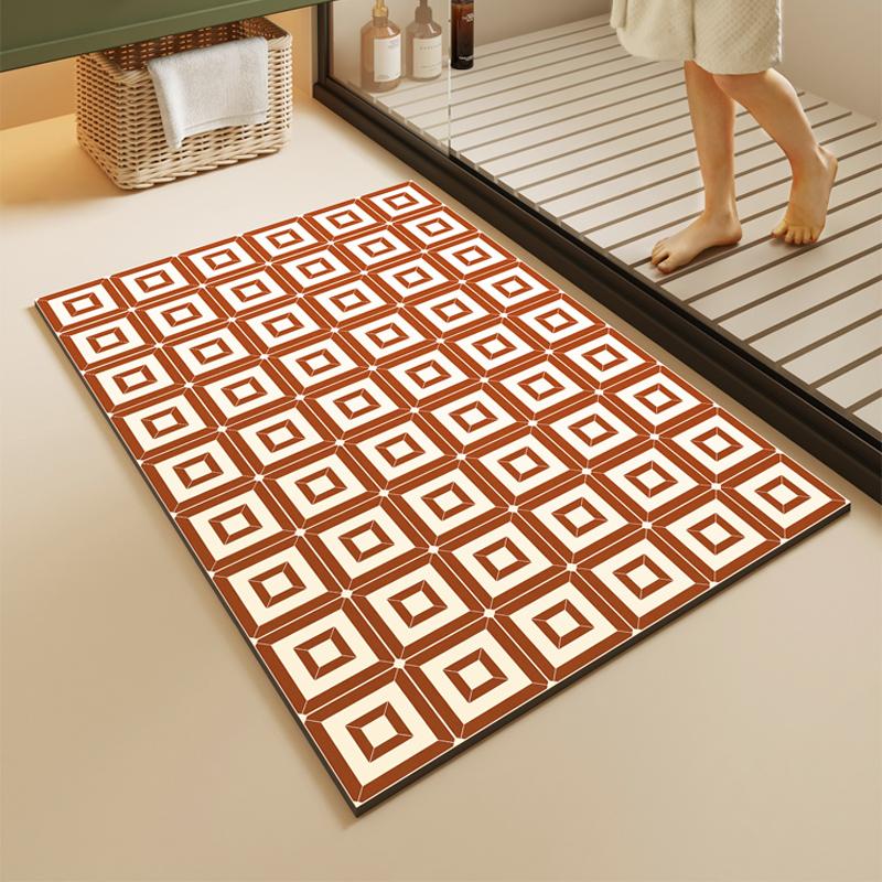 Diotomite Bathroom Bath Mat Super Absorbent Foot Mats Non-Slip Quick Dry Shower Carpet Toilet Rug Doormat Washable