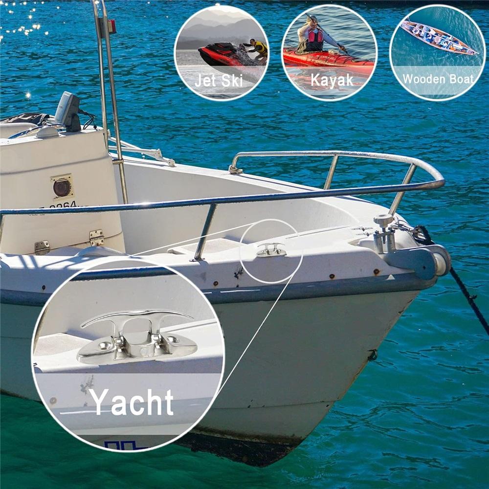 Морские складные пряжки из нержавеющей стали, 2 шт. в упаковке, откидные пряжки для швартовных тросов Морские швартовные пряжки с крепежными винтами для лодок, каяков, палубных тросов