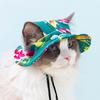 Pet Sun Hat with Ear Holes Adjustable Tie-Dyed Bucket Hat Outdoor Round Brim Sun Protection Hat for Small Medium Dogs Cats