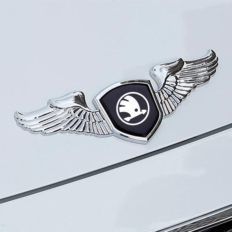 WMZW4 Car Front Bonnet Emblem Sticker for Skoda Fabia 1 Octivia RS Superb 2 Rapid Kodiaq A7 Karoq Citigo Yeti Kamiq Vision S 3d Badge