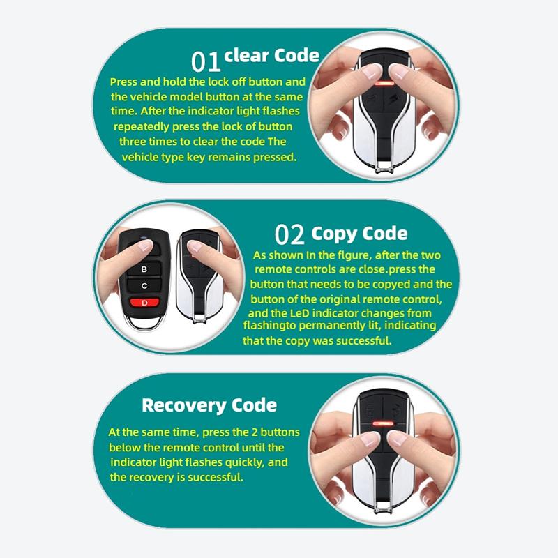 433 МГц, беспроводной пульт дистанционного управления, радиочастотный контроллер копирования, передатчик кода клона гаражной двери, электрический мотоцикл, дубликатор, ключ