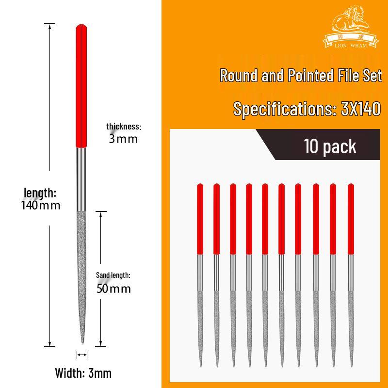 Titanium-Plated Fine Alloy Diamond File Set for Metal Grinding & Deburring