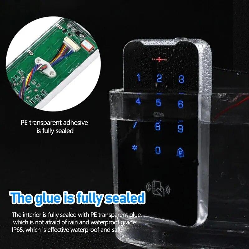 IP68 полностью водонепроницаемая RFID-клавиатура контроля доступа, металлический корпус, 125 кГц, кард-ридер, металлический сенсорный контроллер, дверной звонок Wiegand26/34