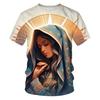 Летние футболки с 3D-принтом Девы Марии Streetwear Мужская мода Повседневные Оверсайз С круглым вырезом Короткий рукав Футболки Топы Одежда