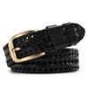 Men Genuine Leather Braided Belts Webbing High Quality Hand Vintage Belts for Men Gold Pin Buckle Casual for Jeans Strap HQ212