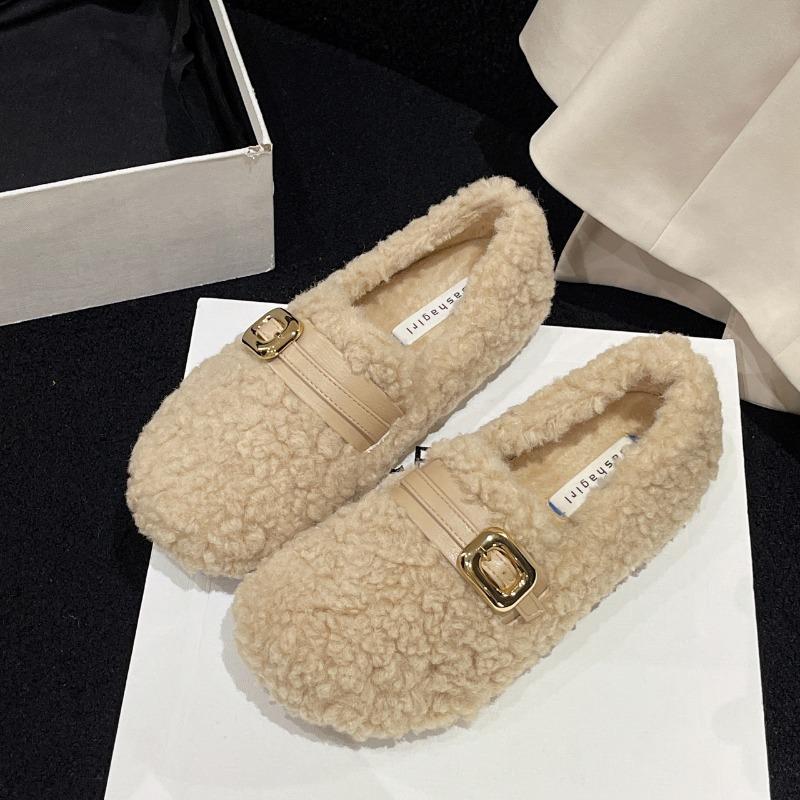 Мода Новая мода 2024 повседневная женская обувь мокасины меховые туфли без застежек на плоской подошве удобные женские высокого качества
