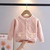Вязаный кардиган в корейском стиле для девочек, осень 2025 - Модный детский свитер-верхняя одежда на раннюю осень