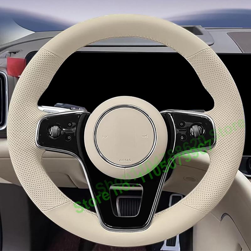Hand-Sewn Alcantara Non-slip Suede Nappa Leather Car Steering Wheel Cover Wrap for AITO M8 2025 Interior Accessories