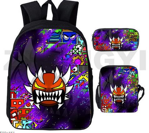 Cartoon Anime Backpack for Kids Lightweight Ergonomic School Bag with Shoulder Bag and Pencil Case 3-Piece Set