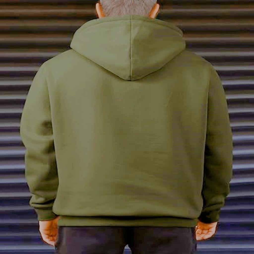 Men's Casual Loose Color Zippered Fleece Hooded Sweatshirt Sports Jacket