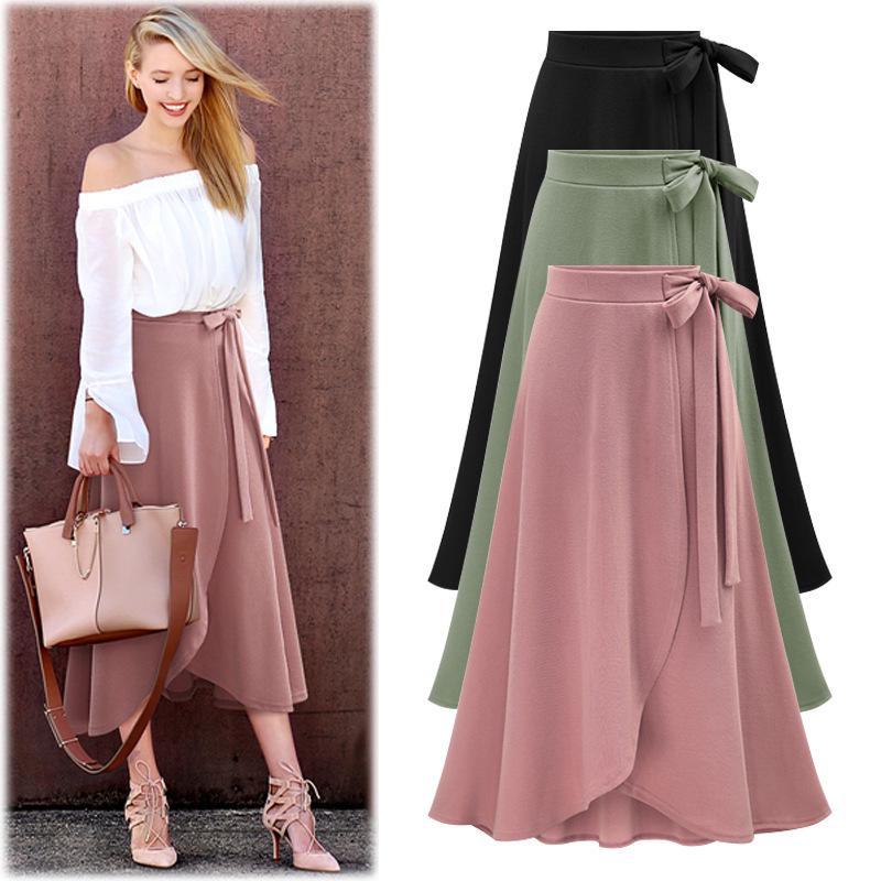 Women's Autumn High Waist Irregular Slit Skirt - European and American Style, Large Size, Medium & Long with Straps