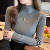 Autumn And Winter Pullover Half Turtleneck Knitted Sweater Women Vintage Long Sleeve Bottoming Women Tops Jumper Pull 22848