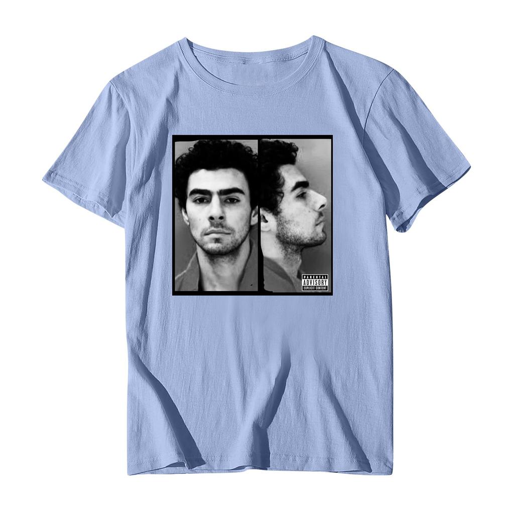 Унисекс Повседневный свободный принтованный свитер с круглым вырезом и коротким рукавом