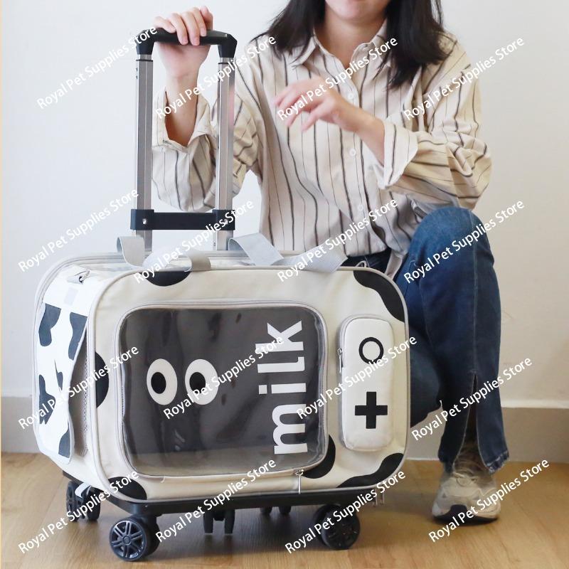 Cat bag new model out portable trolley case large capacity dog space capsule cart pet suitcase crossbody