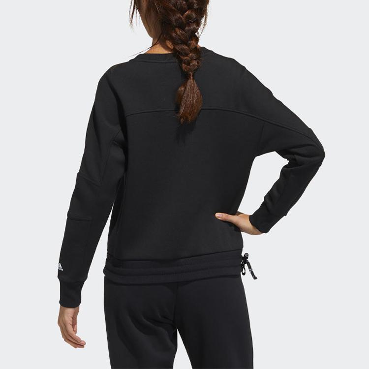 Adidas Толстовка с круглым вырезом и логотипом, женские топы, черный GP0718