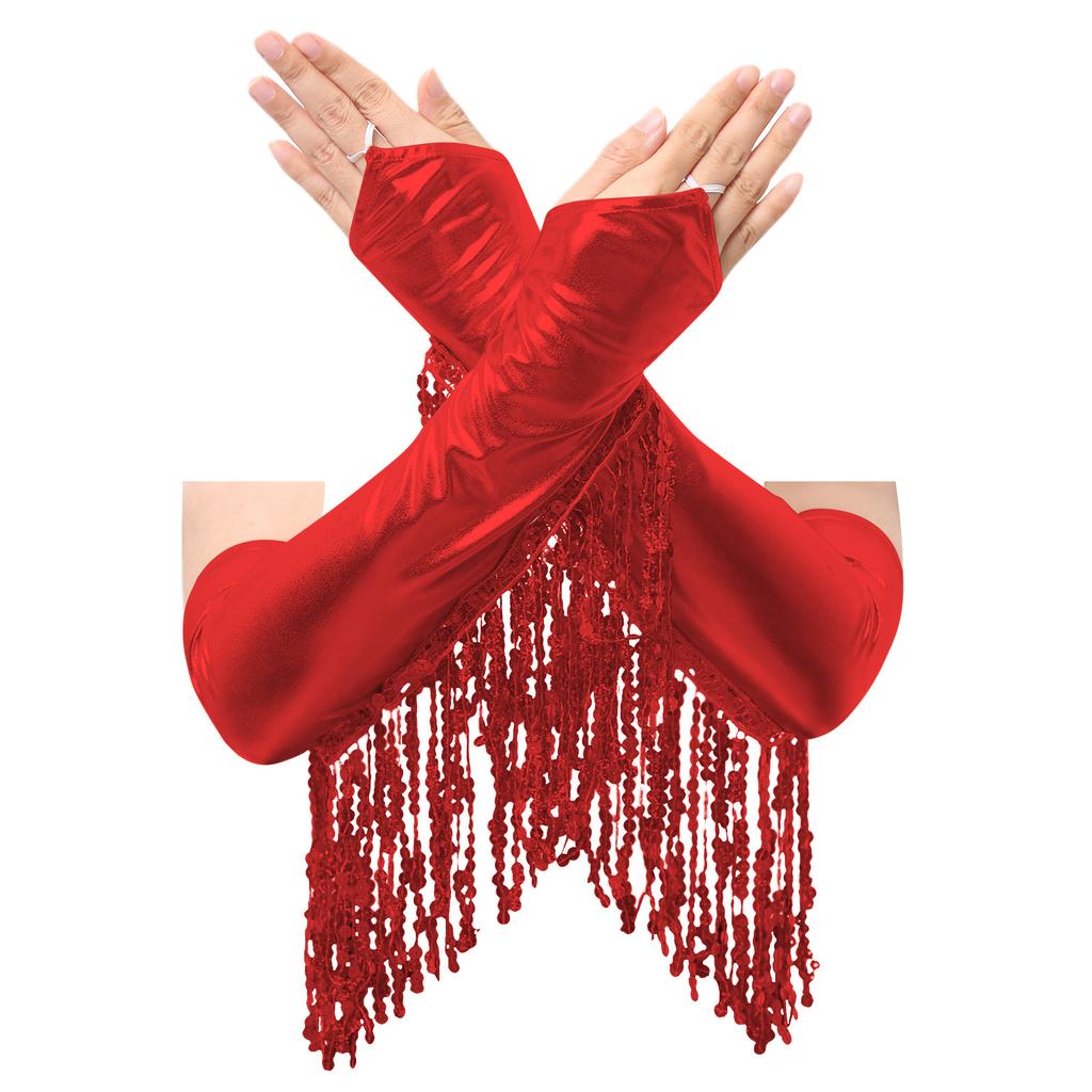 Женский блестящий костюм для танца ча-ча с перекрещенным передом, леотард с пайетками и бахромой, с металлическими перчатками, одежда для выступлений