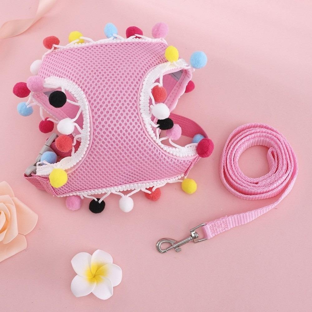 Breathable Mesh Dog Harness Vest Colorful Ball Dog Chest Strap Pet Harness Leash  Daily Use