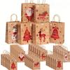 Festive Christmas Gift Bags - 20.5cm X 14.99cm X 7.98cm Brown Kraft Paper Tote Bags with Holiday Designs Christmas Paper Bag