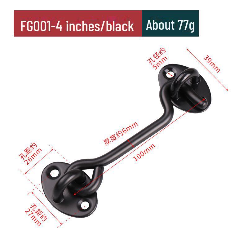 Винтажная защелка для двери ванной из нержавеющей стали с крючком и болтом