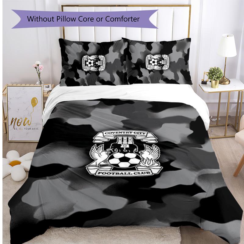 Coventry City Football Printed 3 Pieces Bedding Set, Comfortable Skin Friendly Bedroom Duvet Cover Set