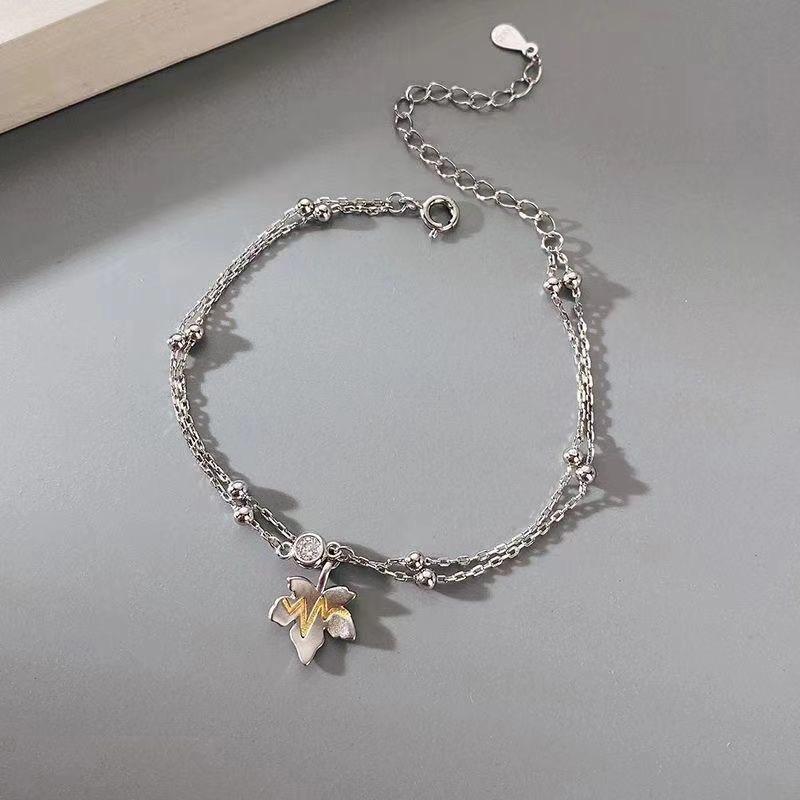 1шт. Браслет из кленового листа для влюбленных Ins Wind Niche Senior Hand Rope Подарочные украшения на День святого Валентина