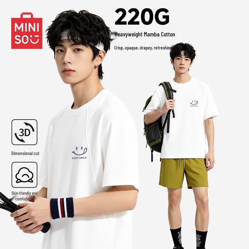 MINISO Мужская дышащая хлопковая футболка с коротким рукавом Mamba