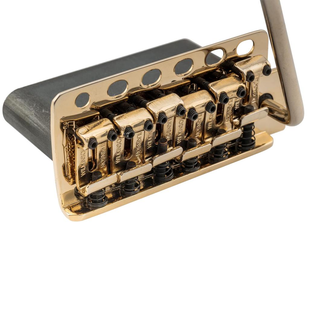 Wilkinson String Pitch Hole Steel Vintage Saddle Tremolo Bridge Assembly for Fender USA and Japan Strats with Full Steel Gold WV6-SB 10.8mm 5+1 Block,