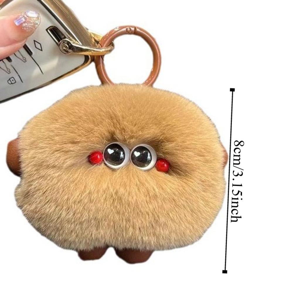 Stuffed Imitation Rabbit Fur Keychain Furry Plush Doll Keychain Funny Car Keyring  Jewelry Gift