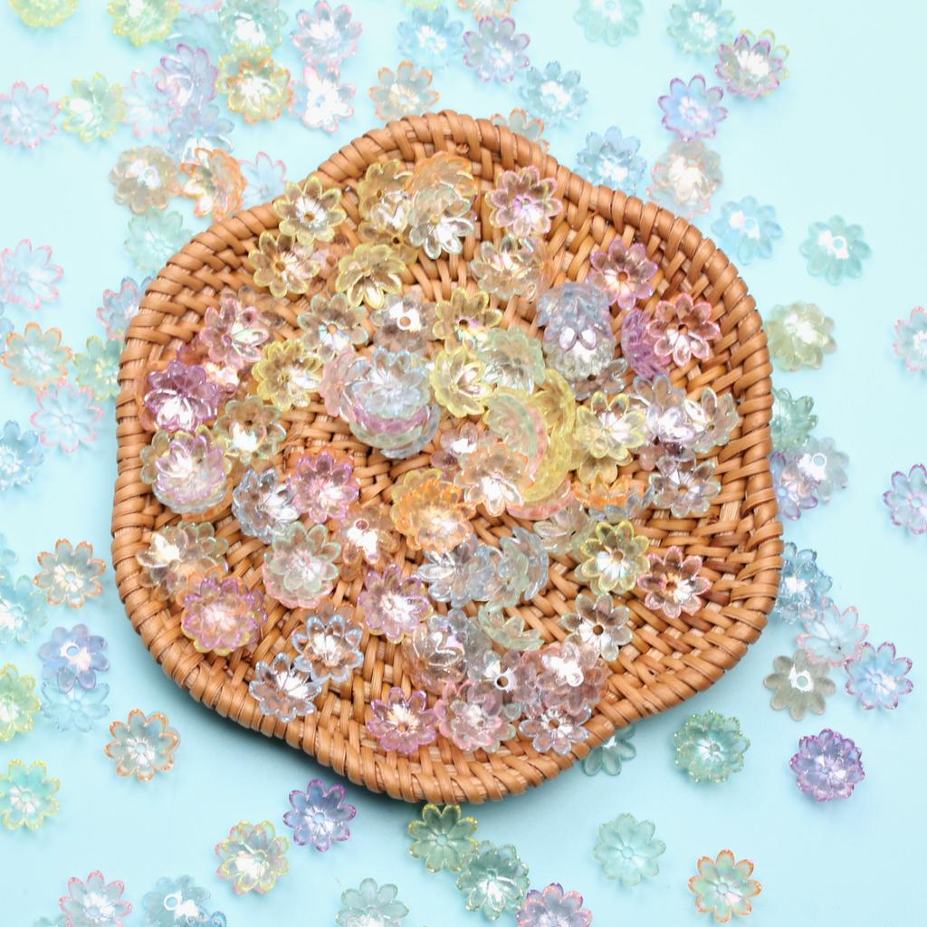 Creative Sun Flower Shape Acrylic Beads Handmade Bracelet Necklace Diy Loose Spacer Beads For Jewelry Making 9.5mm