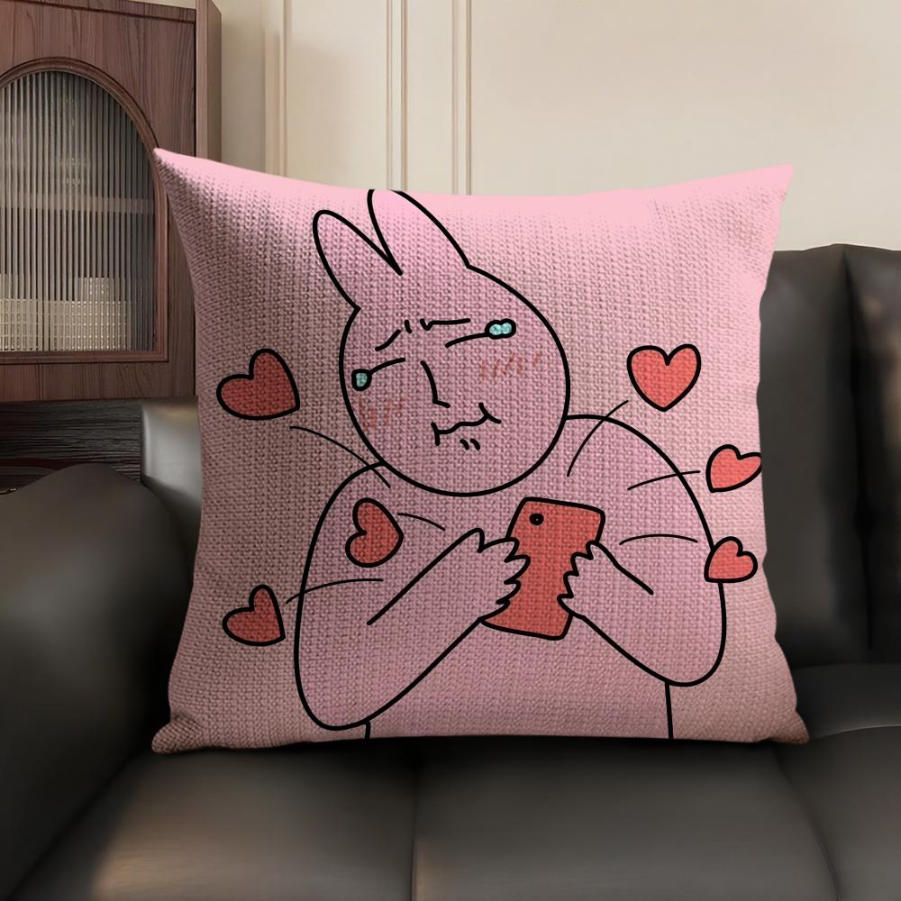 Cartoon OOpanchu Usagi Cushion Cover Natural Linen Organic Fabric DoubleSided Printing Sofa Home Decor Gift Pillow Case