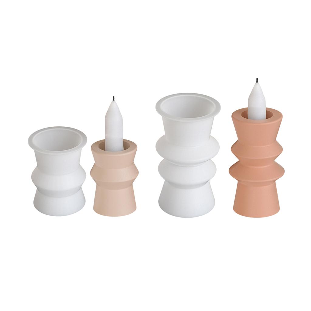 Unique Candle Holder Molds Crafting Molds Round Shape Candle Base Moulds Silicone Texture for Crafting Candlesticks