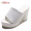 Fashion Aphixta 2025 Summer 7cm Chunky Heels Slides Women Mules White Design Platform Slippers Sandal Cool Peep Toe Shoes Female