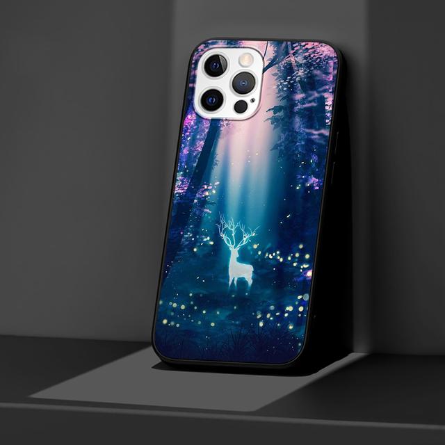 Черный чехол для Iphone 14 11 13 Pro Max 12 Mini Xr 7 8 Plus Se 2020 Xs 6 6s + чехол, мягкая сумка для мобильного телефона, чехол с изображением оленя, художественный постер