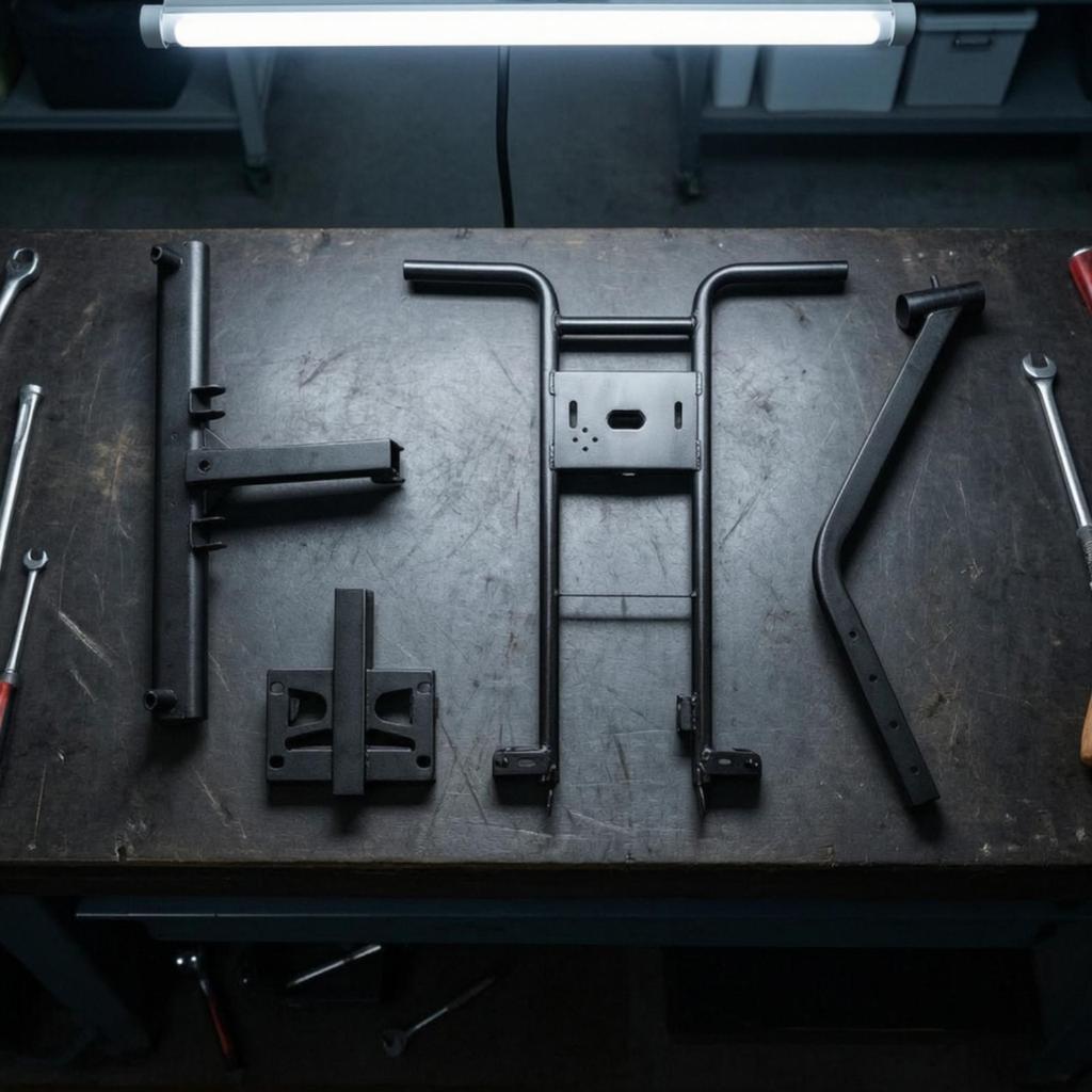 Welded Iron Vehicle Frame with Slotted Brackets for Custom Drift Tricycle Kits