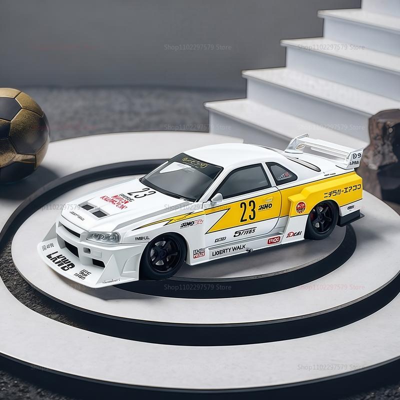1/24 Nissan GTR R34 Technical Modified Alloy Car Model with Sound Light Features Kids Toy Collectible Gift Sports Car Decor Holiday Gift
