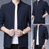Мужское весенне-осеннее пальто с воротником-стойкой, однотонный кардиган на молнии с длинными рукавами, облегающий деловой костюм с карманами, мужской костюм, куртка